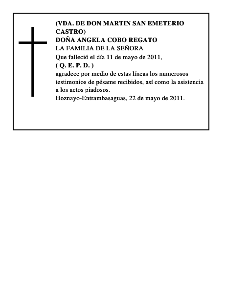 DOÑA ANGELA COBO REGATO