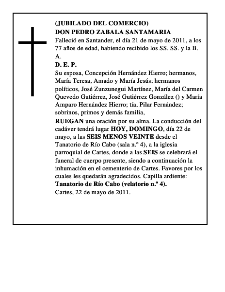 DON PEDRO ZABALA SANTAMARIA