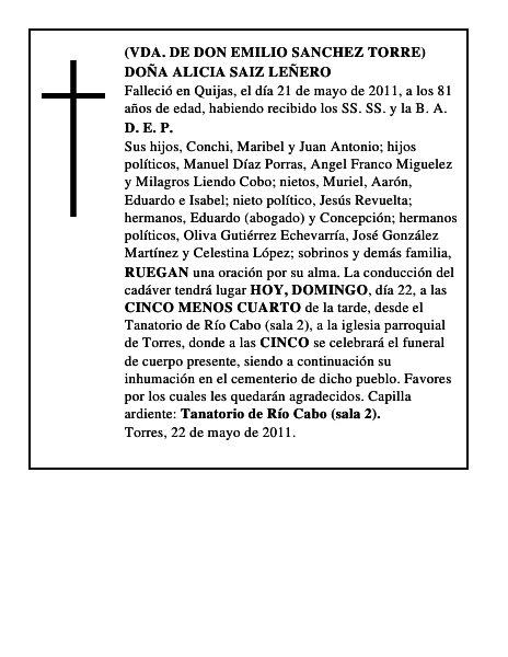 DOÑA ALICIA SAIZ LEÑERO