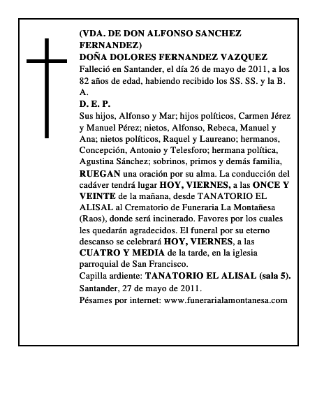DOÑA DOLORES FERNANDEZ VAZQUEZ