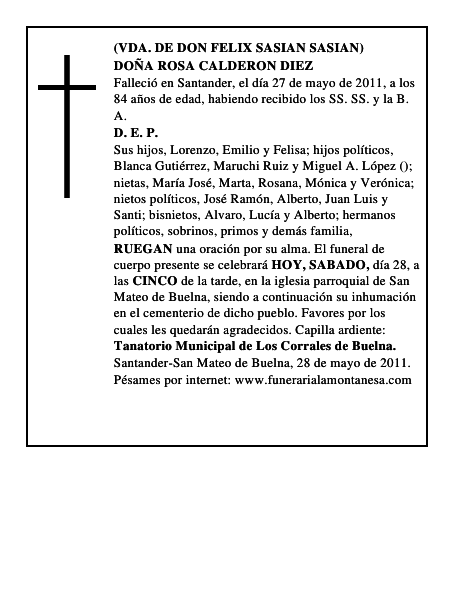 DOÑA ROSA CALDERON DIEZ