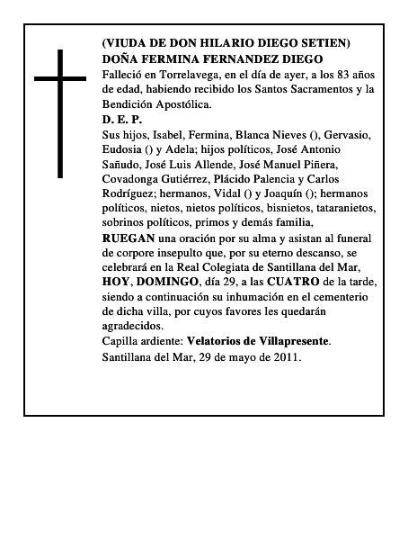 DOÑA FERMINA FERNANDEZ DIEGO