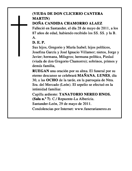 DOÑA CANDIDA CHAMORRO ALAEZ