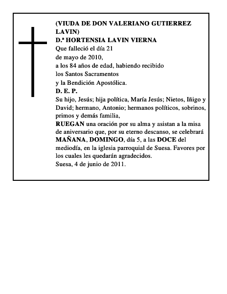 D.ª HORTENSIA LAVIN VIERNA