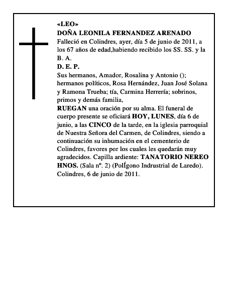 DOÑA LEONILA FERNANDEZ ARENADO