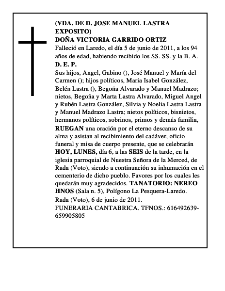 DOÑA VICTORIA GARRIDO ORTIZ