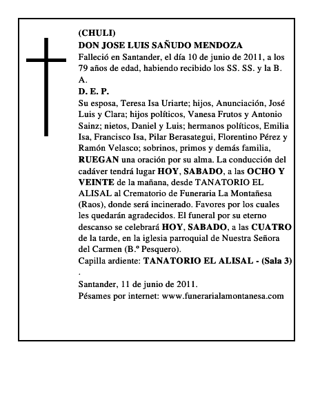 DON JOSE LUIS SAÑUDO MENDOZA
