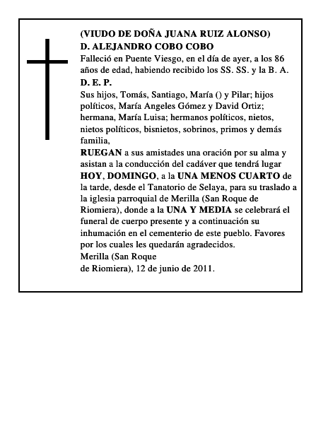 D. ALEJANDRO COBO COBO