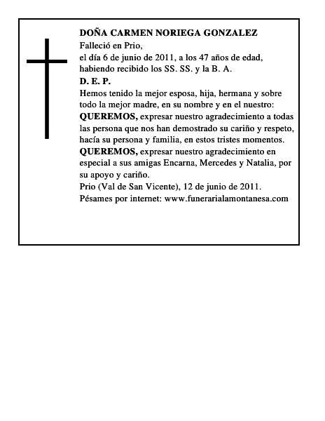 DOÑA CARMEN NORIEGA GONZALEZ