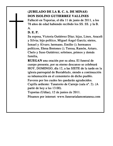 DON ISOLINO GUTIERREZ VALLINES
