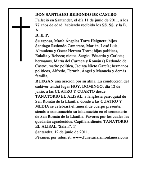 DON SANTIAGO REDONDO DE CASTRO