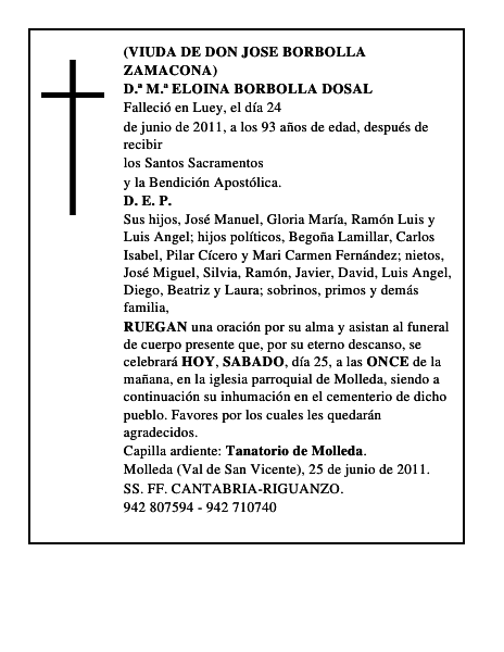 D.ª M.ª ELOINA BORBOLLA DOSAL