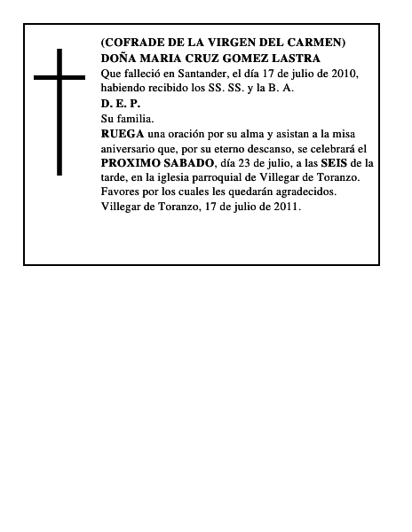 DOÑA MARIA LUISA BARCENA SAMPEDRO