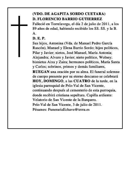 D. FLORENCIO BARRIO GUTIERREZ