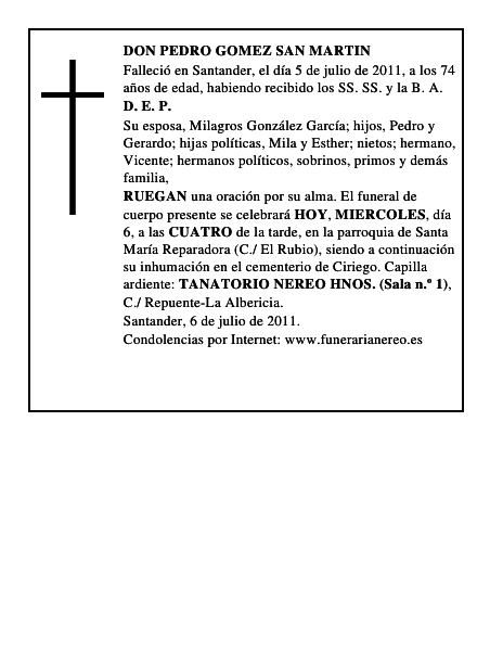 DON PEDRO GOMEZ SAN MARTIN