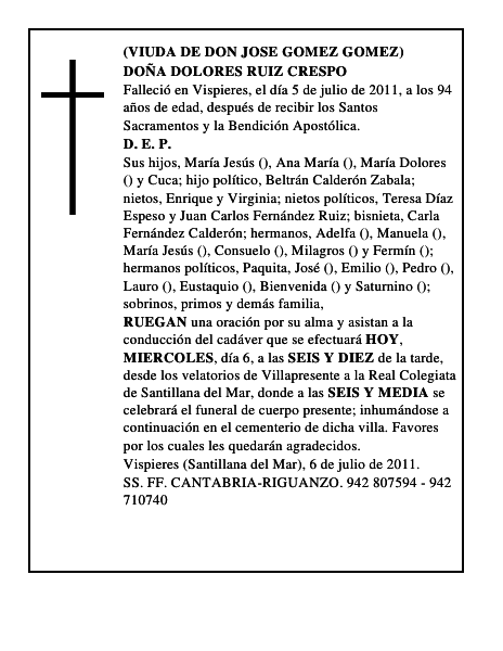 DOÑA DOLORES RUIZ CRESPO