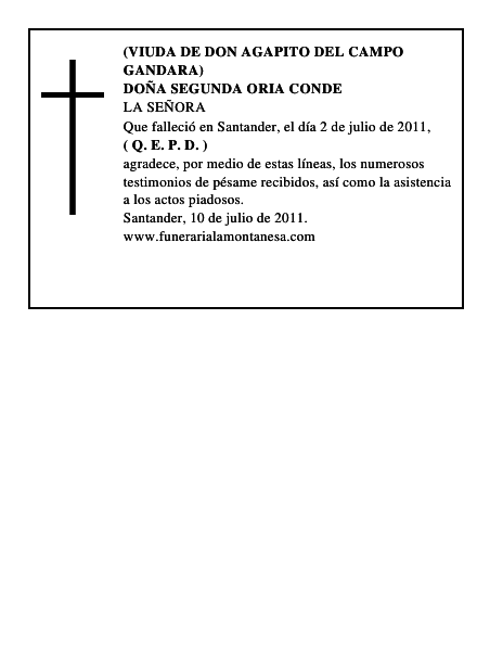 DOÑA SEGUNDA ORIA CONDE