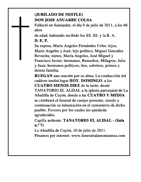 DON JOSE ANUARBE COLSA