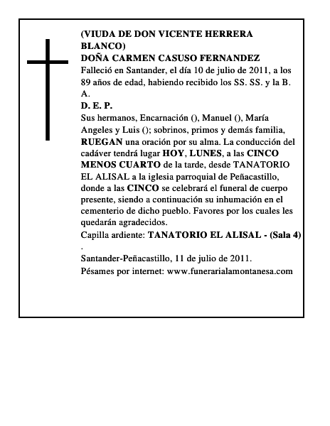 DOÑA CARMEN CASUSO FERNANDEZ