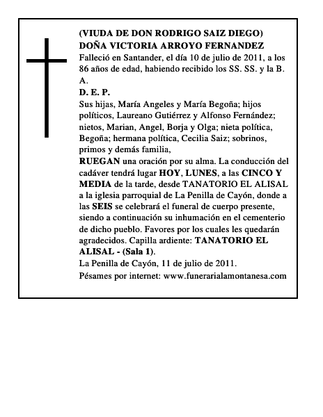 DOÑA VICTORIA ARROYO FERNANDEZ