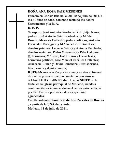DOÑA ANA ROSA SAIZ MESONES