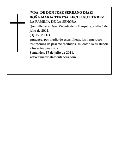 DOÑA MARIA TERESA LECUE GUTIERREZ