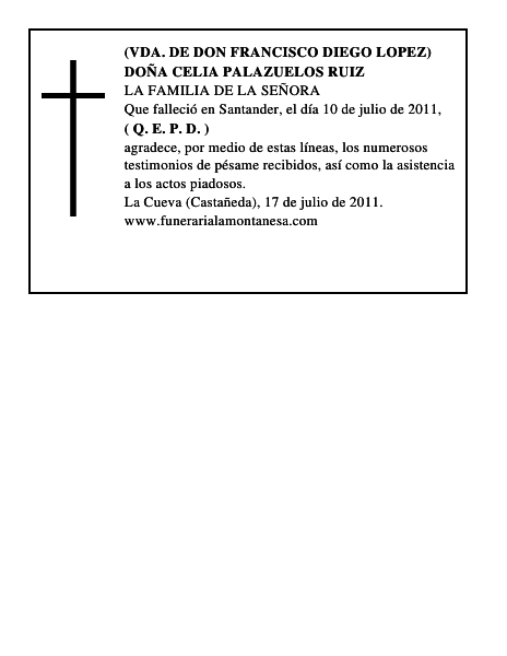 DOÑA CELIA PALAZUELOS RUIZ