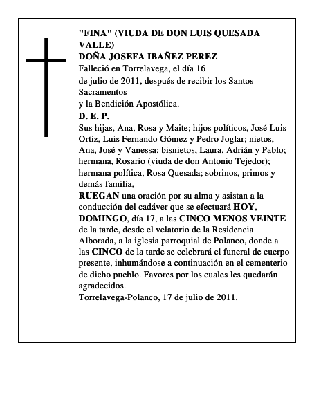 DOÑA JOSEFA IBAÑEZ PEREZ