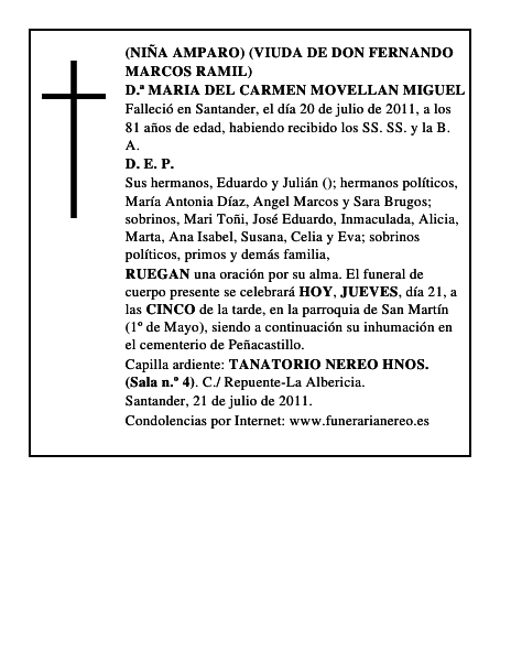 D.ª MARIA DEL CARMEN MOVELLAN MIGUEL