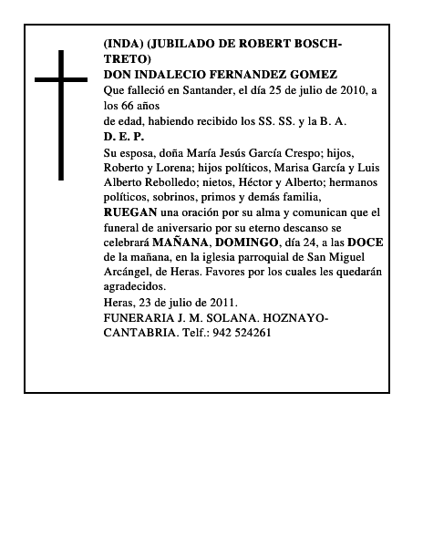 DON INDALECIO FERNANDEZ GOMEZ