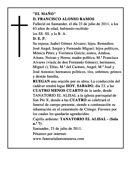 D. FRANCISCO ALONSO RAMOS