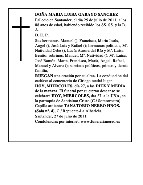 DOÑA MARIA LUISA GARAYO SANCHEZ