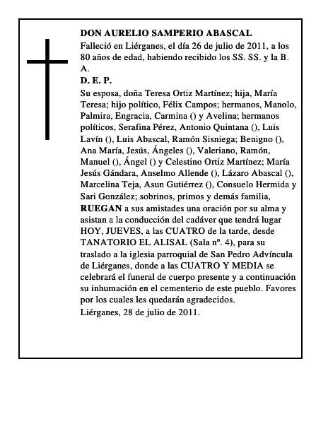 DON AURELIO SAMPERIO ABASCAL