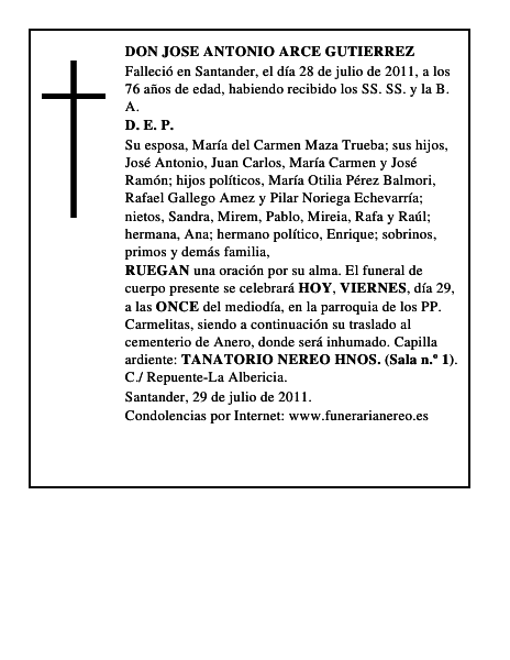DON JOSE ANTONIO ARCE GUTIERREZ
