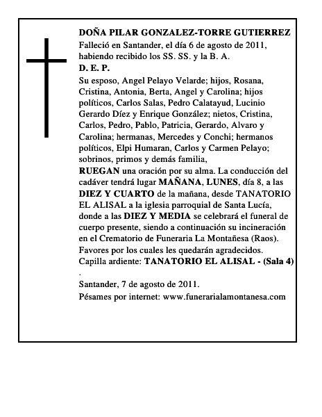 DOÑA PILAR GONZALEZ-TORRE GUTIERREZ