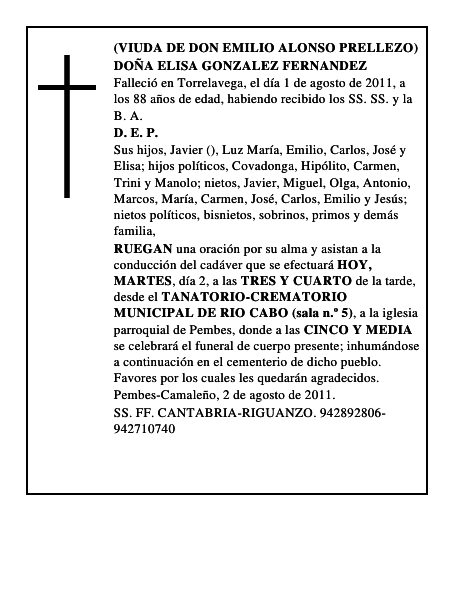 DOÑA ELISA GONZALEZ FERNANDEZ