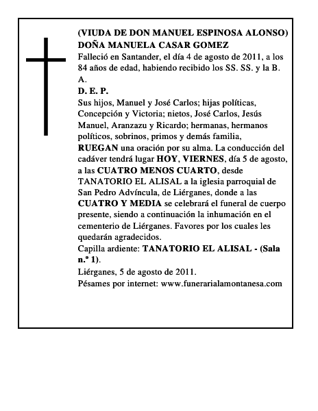DOÑA MANUELA CASAR GOMEZ