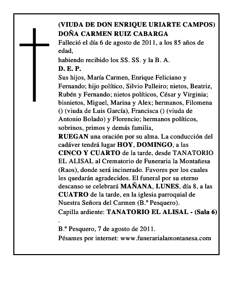 DOÑA CARMEN RUIZ CABARGA
