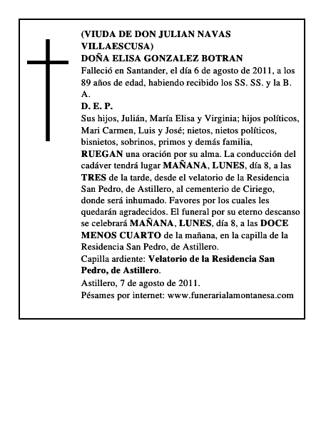 DOÑA ELISA GONZALEZ BOTRAN