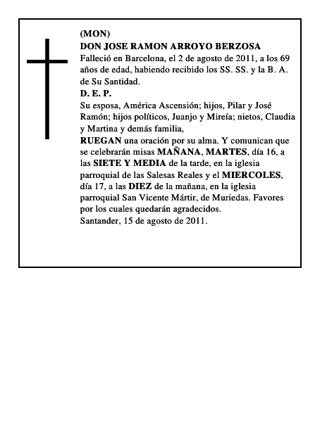 DON JOSE RAMON ARROYO BERZOSA