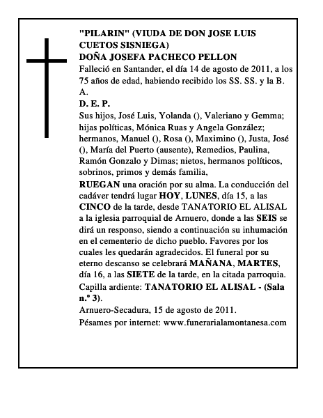 DOÑA JOSEFA PACHECO PELLON