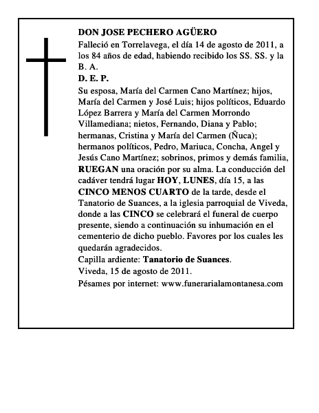 DON JOSE PECHERO AGÜERO