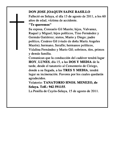 DON JOSE JOAQUIN SAINZ RASILLO