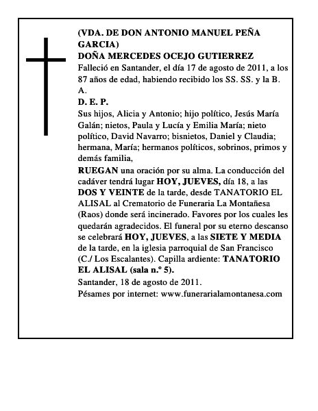 DOÑA MERCEDES OCEJO GUTIERREZ