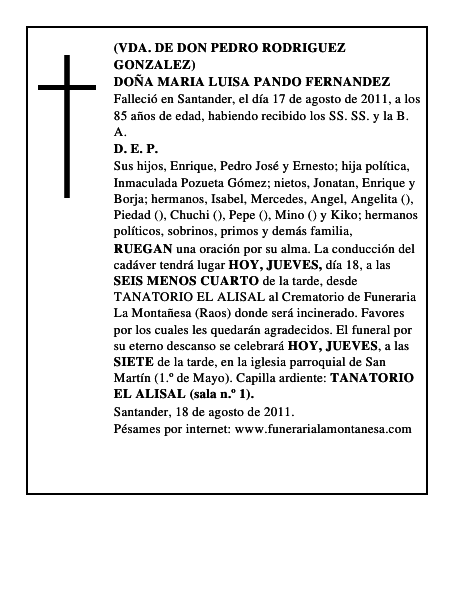 DOÑA MARIA LUISA PANDO FERNANDEZ