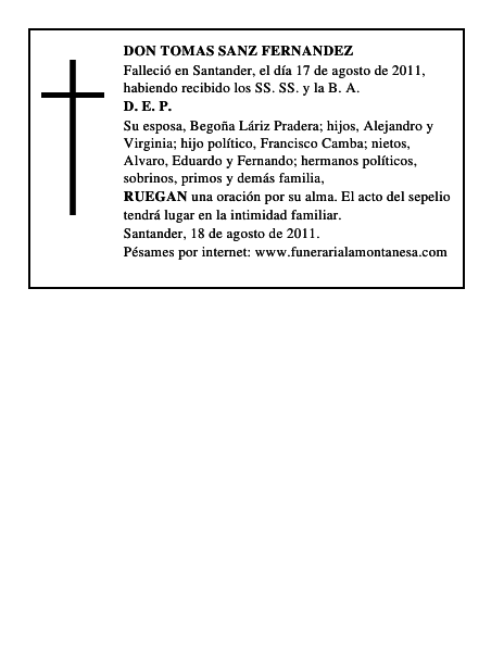 DON TOMAS SANZ FERNANDEZ