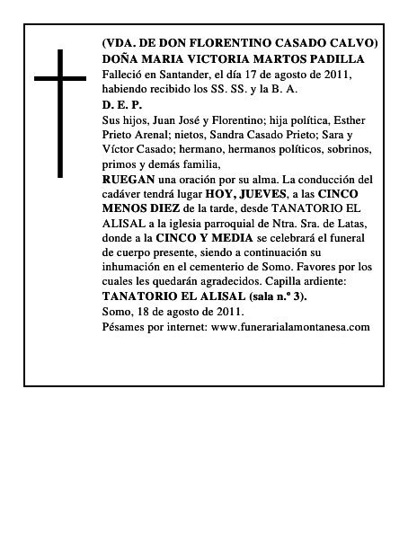 DOÑA MARIA VICTORIA MARTOS PADILLA