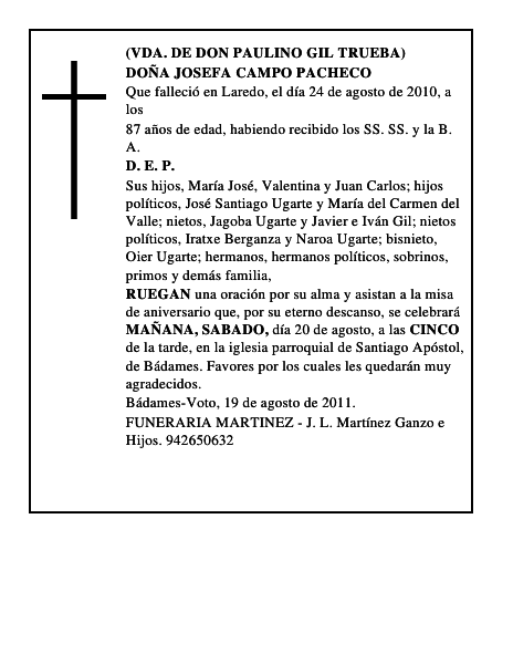DOÑA JOSEFA CAMPO PACHECO