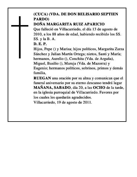DOÑA MARGARITA RUIZ APARICIO