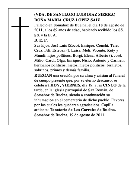 DOÑA MARIA CRUZ LOPEZ SAIZ